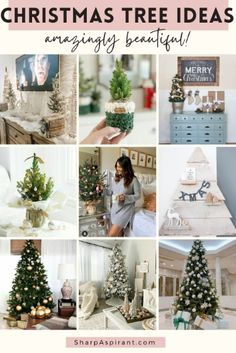 a collage of christmas tree images with text overlay that reads, 25 diy christmas tree ideas amazingly beautiful