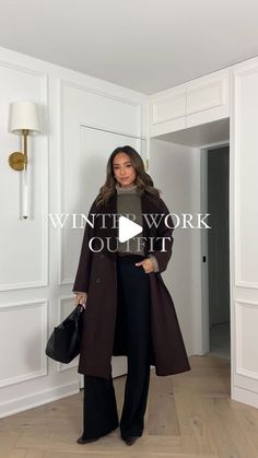 Nena Evans on Instagram: "This might be my favorite work outfit this winter!! Shades of brown and black are cozy yet chic and perfect to wear to work 🤎 Added this winter office outfit to my LTK and in my bio under “Shop My Instagram” 🖤 https://liketk.it/4syxa #chicstyle #winterstyling #winteroutfit #capsulewardrobe #workwear #officeoutfit #workclothes #aritzia #ootdgals #whowhatwearing #wiwt #styleblogger #outfitideas #grwm #dailygrwm #stylingreel #ootd #outfitinspiration" Black And Brown Office Outfit, Real Estate Agent Attire Women Winter, Work Office Outfits Women Winter, Work Wear Women Winter, Corporate Baddie Winter Outfits, Smart Casual Work Outfit Women Fall 2024, Winter Conference Outfits Women, Rainy Day Work Outfits Women, Women’s Professional Outfits Fall