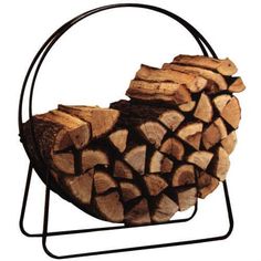 Round Circular 40 - inch Steel Hoop Firewood Log Storage Rack - Hearth Home & Living Wood Rack For Firewood, Fireplace Storage, Firewood Storage Indoor, Firewood Racks, Wood Storage Rack, Log Home Interiors, Log Home Plans, Firewood Logs, Firewood Holder