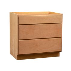 a wooden cabinet with three drawers on one side and an open drawer on the other