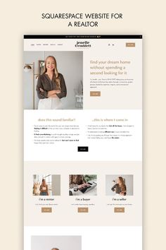 the homepage for squarespace website is shown in white and brown colors, with gold accents