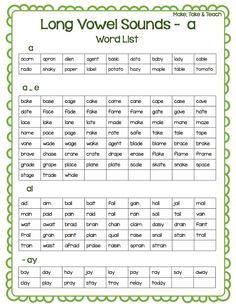 long and short sounds worksheet with green trimmings on the bottom corner