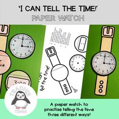 Your students will LOVE telling the time with these fun paper watches! This resource will get your students excited about learning time and they will practice telling time in words, analogue and digital time.This fun learning activity includes:One-page printableActivity includes a single wristband watch (write the time in words on this watch face), with two additional faces - one analogue and one digital. Practise telling time three ways!This resource is suitable for students from Year 1 - 2 and Watch Craft, Telling Time Practice, Maths Resources, Paper Watch, Maths Games, Math Measurement, Daily Math, Learning Time, Out To Lunch