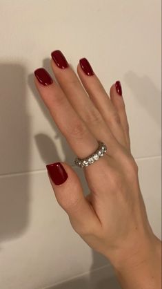 Short Classy Nails, Short Red Nails, Red Acrylic Nails, Work Nails, Classic Nails, Classy Nails, Pretty Acrylic Nails, Short Acrylic Nails