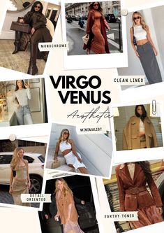 a collage of photos with the words virgo venus