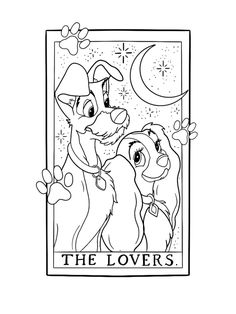 the lovers coloring page from disney's lady and the tramp, with an image of