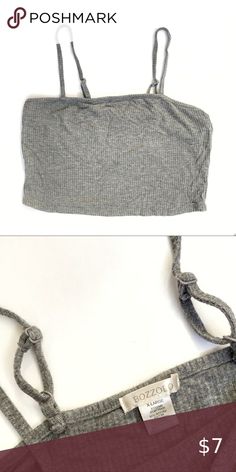 BOZZOLO ribbed gray spaghetti strap crop top tee Spaghetti Strap Crop Top, Strap Crop Top, Crop Top Tees, Sleeveless Tee, Tee Shop, Top Tee, Square Neck, Spaghetti Strap, Spaghetti