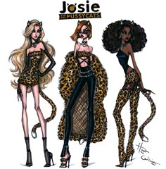 three fashion models in leopard print outfits