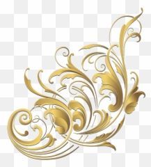 an ornate gold and white design on a transparent background