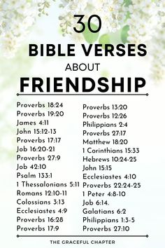 the bible verses about friendship are shown in black and white with flowers on it