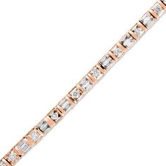 Mix it up a little with this sparkling baguette and round diamond bar bracelet. Crafted in precious 10K rose gold, this striking line design features squared links centered with round diamonds alternating with polished bar-edged links that hold baguette-cut diamonds. Radiant with 1/2 ct. t.w. of diamonds and a brilliant buffed luster, this smart 7.0-inch bracelet secures with a tongue and groove clasp. Diamond Bar Bracelet, Black Diamond Bracelet, Sparkly Bracelets, Trending Bracelets, Silver Necklaces Women, Sterling Silver Rings Set, Bar Bracelet, Diamond Bangles Bracelet, Diamond Tennis Bracelet