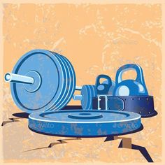 an image of a gym equipment set up on the ground with grungy background