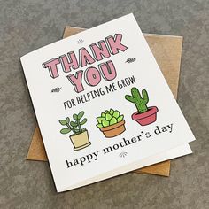 a greeting card with the words thank you for helping me grow