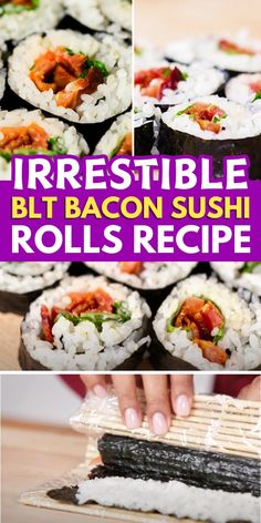 sushi rolls are being made with different ingredients