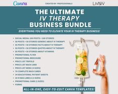 🌟 The Ultimate IV Therapy Business Bundle   (🎨 Canva Editable Templates) Are you ready to take your IV therapy business to the next level? 🚀 This comprehensive, professionally designed bundle has everything you need to market your services, educate your clients, and streamline your operations--all in one place! Whether you're a medical spa, wellness center, or health professional offering IV therapy, these easy-to-use Canva templates will help you showcase your services with style and professionalism. 💼💡 This all-in-one bundle is specifically designed for businesses and professionals looking to save time and money by using fully customizable templates that can be tailored to fit your unique brand. From eye-catching social media content 📱 to essential patient forms 📝 and educational Iv Therapy Business, Iv Vitamin Therapy, Therapy Business, Evaluation Form, Informed Consent, Health Professional, Branding Tools