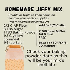 Homemade Jiffy Mix Recipe » Wild Heaven Farms Jiffy Cornbread Homemade, Homemade Cornbread Mix Recipe, Homemade Biscuit Mix Recipe, Jiffy Cornbread Mix Diy, Diy Cornbread Mix Recipe, Homemade Jiffy Cornbread Recipes, Homemade Homestead Recipes, Jiffy Cornbread Mix Recipes, Copycat Jiffy Cornbread Mix Recipe