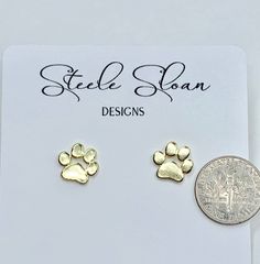 Adorable Tiger Paw Gold Stud Earrings - Show your Tiger Spirit! Gold Stud Earrings Hypoallergenic Non-Tarnish Stainless Steel Earrings measure just a tad under 1/2 inch width/height Made in USA #gameday #graduation #tigerpaw #pawearrings #kirksvilletigers #macontigers #brasheartigers #missouritigers #mizzou Paw Earrings, Tiger Spirit, Tiger Paw, Birthday Club, Earrings Hypoallergenic, Missouri Tigers, Steel Earrings, Gold Stud Earrings, Gold Stud