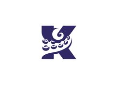 the letter k is made up of two letters with an octopus like tail and tentacles