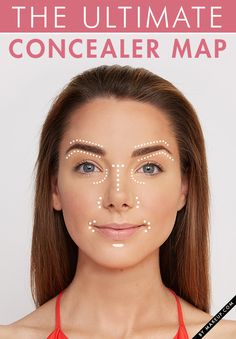 Concealer. It’s every woman’s trusted confidant. Always there for her–cooperating when her skin isn’t. Naturally, we’ve developed a strong bond with our <a href="http://www.makeup.com/the-best-concealers/">favorite concealer</a>. Thanks to the immeas... Concealer Map, Apply Concealer, How To Apply Concealer, Hair Skin