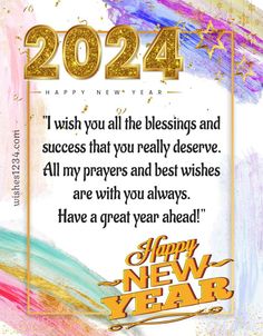 a happy new year card with the words,'happy new year'and an image of