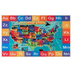 a map of the united states with letters and numbers on it's sides,