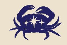 a blue crab with three stars on it's back and one star in the middle