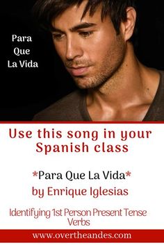 an advertisement for a spanish class with a man in brown shirt looking at the camera