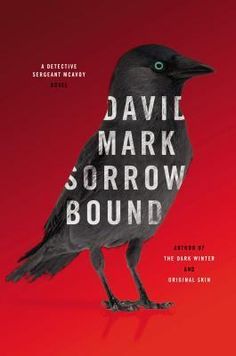 a black bird sitting on top of a red background with the words, david mark sorro