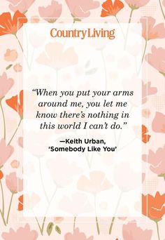 a quote from beth urban on country living, with pink flowers and white frame in the background