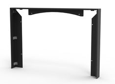 a computer desk that is black and has two legs on the top, with one leg raised up