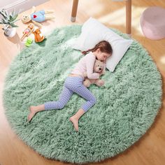 PRICES MAY VARY. ✨Ultra Soft Feeling: PAGISOFE large round rug is built with a soft surface and a memory-foam, leave this rug feeling soft and luxurious, enjoy fluffy and super soft feeling on your barefeet perfect for bedroom and those medium traffic areas in your home. Make your children, baby and pets more comfy and warm when they play on the floor. ✨Safe Materials & Environmental friendly: Featurs ultra soft, fuzzy, fluffy plush, does not contain any harmful substances, no smell, no shed. Ou Teepee Playroom, Baby Teepee, Baby Dinosaur Nursery, Nursery Reading, Rug For Kids Room, Fluffy Carpet, Soft Sage Green, Playroom Nursery, Jungle Room