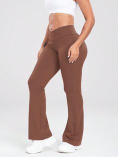 Product type: Yoga pants, casual pants, Leggings, Wide Leg Pants.Material: 92% Polyester, 8% SpandexClosure type: V Crossover Waist, Elastic WaistFeatures: moisture wicking, stretch fabric, not tight, bringing good comfort.[UNIQUE DESIGN ]- Flare Leg and Cross-Waist design.Flare Leg allow you to move without restriction, effectively helps hide the defects of the calf, and creates the contour and slender appearance of the popular line.Crossover design which perfectly reveals the navel, and is equ Non-stretch Elastane Yoga Pants, Solid Yoga Trousers For Workout, Elastane Yoga Straight Pants, Solid Color Workout Yoga Trousers, Elastane Straight Pants For Yoga, Workout Yoga Trousers, Stretch High-waisted Yoga Pants, High-waisted Yoga Pants In Elastane, Straight Yoga Pants With Elastane