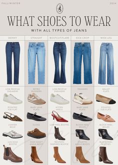 All Types Of Jeans, Shoes To Wear With Jeans, What Shoes To Wear, Jolynne Shane, Types Of Jeans, Sneakers Looks, 60 Fashion, Jean Trends