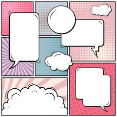 comic speech bubbles with pop art background