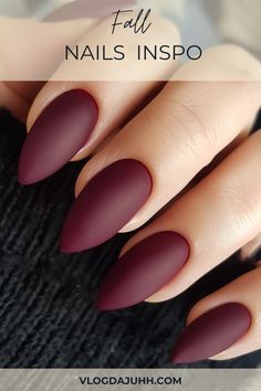 Explore a variety of fall nail designs that are perfect for this season. From warm tones to elegant patterns, find the look that's right for you. #FallNails #AutumnNailArt #NailDesigns #FallNailInspo #NailArtTrends #AutumnNailColors #SeasonalNails #NailInspiration Gel Polish Nail Designs Winter, Dark Fall Nails Almond, Matte Burgundy Nails Almond, Matte Fall Nails Almond, November Nail Ideas Almond, November Nails Fall Almond, Late Fall Nail Designs, Fall Season Nails Almond, Matte Nails Burgundy