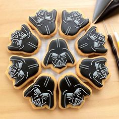 star wars decorated cookies arranged in a circle