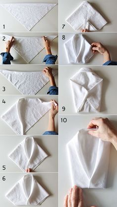 how to fold napkins on top of each other with the instructions for making them