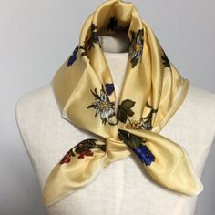 Original Maho Tuch Scarf. Nwot. Beautiful Floral Perfect New Condition. No “Silk” Label But Am Very Sure It Is Silk. Gold Silk Scarf For Spring, Yellow Vintage Scarves One Size, Vintage Yellow Scarves One Size, One Size Vintage Yellow Scarves, Vintage Yellow Silk Scarf, Yellow Vintage Scarf, Yellow Silk Scarf For Summer, Spring Yellow Scarves, Yellow Silk Scarves For Spring