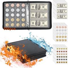 a wallet that has money in it and fire coming out of the inside of it