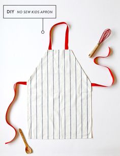 an apron with red and white stripes on it