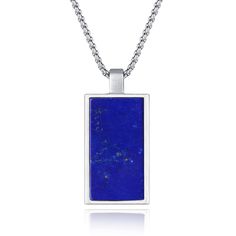 PRICES MAY VARY. Rectangle Pendant: 1.34*0.75*0.28"(34*19*7mm) Lapis Lazuli Stone plated Stainless steel Stainless Steel Box Chain: 22"(55cm) This rectangle lapis lazuli stone is in mens design, could add mascline stylish to the wearer; Perfect gift for your male friends Gems Properties: Lapis Lazuli is said to relieve anger and negative thoughts, as well as easing frustrations which cause the anger Come with a GIFT BOX; 180 days warranty & free replacement With this Rectangle lapis lazuli stone Minimalist Blue Necklace With Rectangular Pendant, Rectangular Stainless Steel Necklaces, Modern Blue Rectangular Jewelry, Blue Minimalist Rectangular Pendant Jewelry, Modern Blue Rectangular Necklace, Male Necklace, Male Friends, Tiger Eye Necklace, Blue Stone Pendant