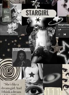 the collage is made up of many different pictures and words, including stargirl