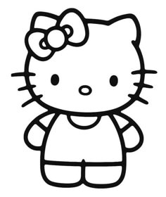 a hello kitty coloring page with an image of the hello kitty in it's outfit