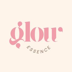 the word glour is shown in pink on a white background with an ornate design