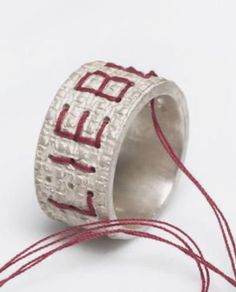 Fabric Ring, 3d Printed Jewelry, Wax Carving, Fiber Jewelry, Red Thread, Textile Jewelry, Creative Jewelry, Contemporary Jewellery