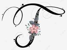 the letter c with flowers and leaves on it's uppercase is shown in black