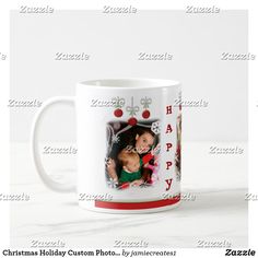 a coffee mug with a christmas photo on it