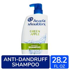 Brought to you by the #1 dermatologist-recommended brand, Head and Shoulders Green Apple Shampoo provides proven protection against flakes, itch,+ oil^ and dryness to give you shiny, vibrant hair and a healthy scalp. Head and Shoulders' unique formula works 7 surface layers deep in your scalp to help stop dandruff at its source and maintain healthy hair. Your scalp can come under attack from heat, sweat, pollution and stress, which can aggravate dandruff, but refreshing Green Apple Shampoo nouri Shampoo For Oily Hair And Dandruff, Shampoos For Dandruff, Shampoo Head And Shoulders, Dandruff Shampoo For Acne, Best Shampoo For Dandruff, Shampoo Brands, Anti Dandruff Shampoo, Dandruff Shampoo, Anti Dandruff