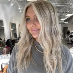 Light Blonde With Lowlights And Shadow Root, Mushroom Bronde Hair Balayage, Long Blond Hairstyles With Layers, Long Blonde Hair Cool Tone, Foils On Short Hair, Loved In Bright Blonde, Cool Creamy Blonde Hair, Blonde Hair With Dark Blonde Lowlights, Blonde Highlights With Smudged Roots