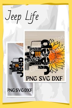 jeep decals with sunflower on the front and side